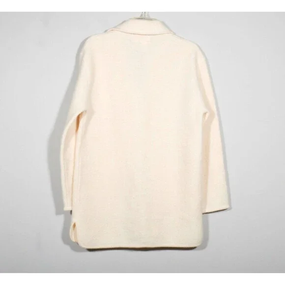 Vintage Caché Zip Up Ivory Cream Boiled Wool Jacket Blazer Zip Pockets Size XS - Picture 3 of 4